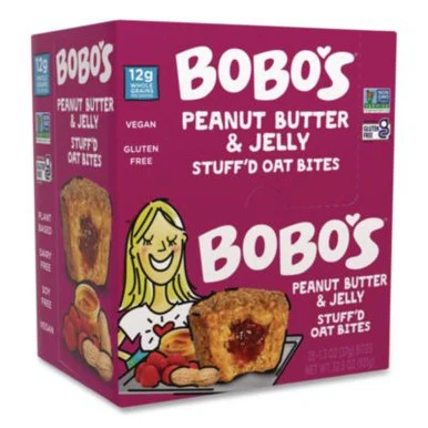BoBos 00216 Stuff'd Oatmeal Bites, Peanut Butter And Jelly, 1.3 Oz Individually Wrapped, 25/box