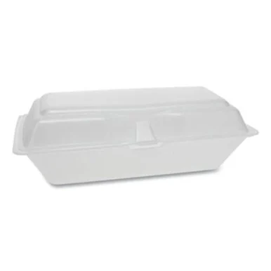 Pactive 0TH10099Y000 Foam Hinged Lid Containers, Single Tab Lock Hoagie, 9.75 X 5 X 3.25, 1-compartment, White, 560/carton