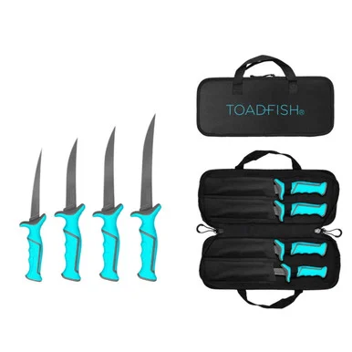 Toadfish 1175 Fixed Filet Knife Set - 4 Knives - 5”, 6”, 7” & 8” Fixed Knives