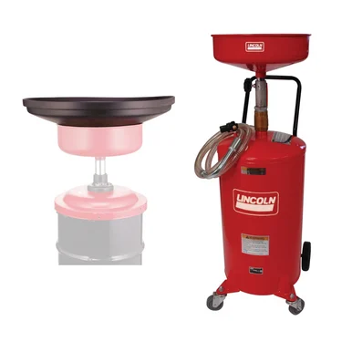 Lincoln Industrial 1210B Lincoln Lubrication 3601 18 Gallon Pressurized Oil Drain With 3610 Large Funnel Adapter Bundle For Fast Fluid Evacuation And Mess-free Oil Changes