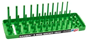 Hansen Global 14033 Xgreen 1/4" Dr. Sae 3 Row Multi Length Socket Holder