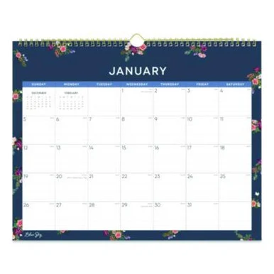 Blue Sky 148617 Ashlyn Monthly Wall Calendar, Floral Artwork, 15 X 12, White/blue/pink Sheets, 12-month (jan To Dec): 2026