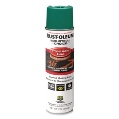 Rustoleum 1634838V Industrial Choice M1600 System Solvent-based Precision Line Marking Paint, Flat Green, 17 Oz Aerosol Can, 12/carton