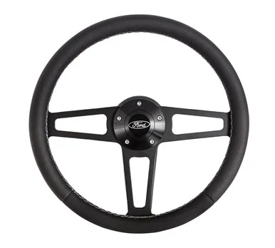 Grant Steering Wheels 19171 Billet Classic Series 13.75" Black Leather Steering Wheel with Ford Logo