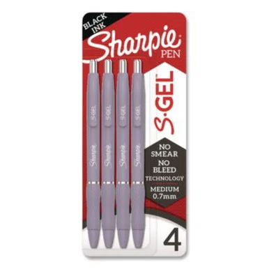 Sanford 2195670 S-gel Fashion Barrel Gel Pen, Retractable, Medium 0.7 Mm, Black Ink, Violet Barrel, 4/pack