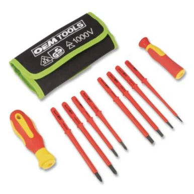 Great Neck 22593 Insulated 10-piece Interchangeable Bit Screwdriver Set, Metric Phillips And Slotted Blade Bits, Orange/yellow Handle