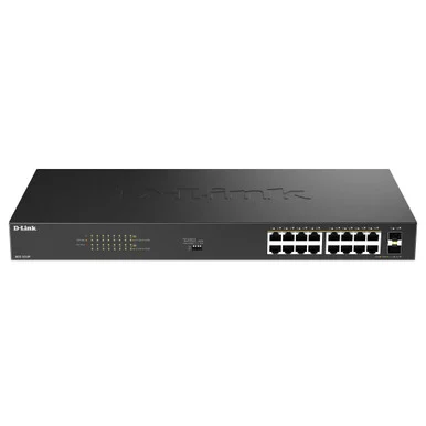 D-Link DGS1018P 16-Port Gigabit PoE+ Unmanaged Switch with 2 SFP Ports