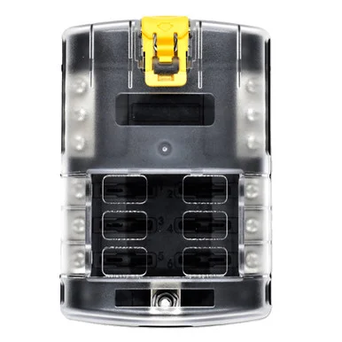 Bluewater 3200-3003-006 6 Position Fuse Block Atc W/yellow Slide