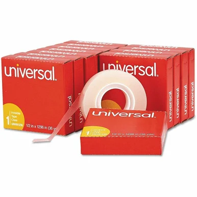 Universal Invisible Tape, 1" Core, 0.5" x 36 yds, Clear, 12/Pack (81236vp) - Business Source