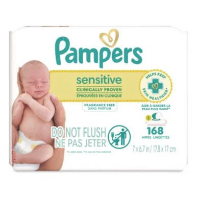 Procter & Gamble 870870 Sensitive Baby Wipes, 1-wipe Pop-top, Fragrance-free, 84 Wipes/pack, 2 Packs
