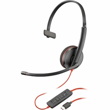 Open Box – Poly Blackwire 3210 Monaural USB-C Headset +USBC/A Adapter (8x214aa)