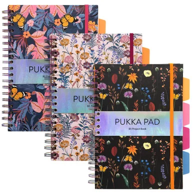 Pukka Pads Bloom B5 Hardcover Project Book - Assorted Pack Of 3 (9494blmasst)