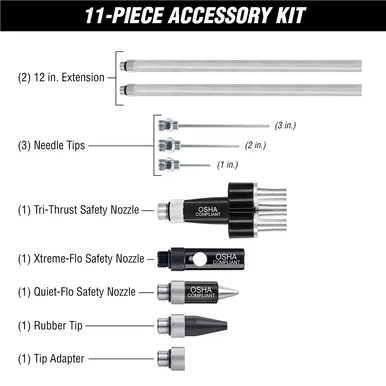 Legacy Manufacturing AG1211FZ Flexzilla® X3 Blow Gun Kit 11-piece, Zillagreen®