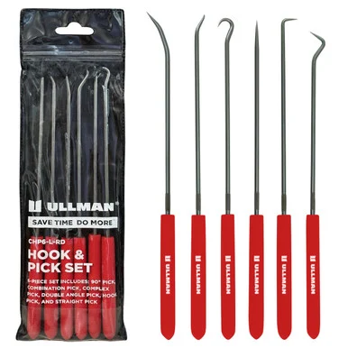 Ullman Devices Corp. CHP6-L-RD 9-3/4" Long 6 Piece Red Hook & Pick Set