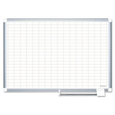 Open Box – Bi-Silque Visual Communication CR1230830 Gridded Magnetic Porcelain Planning Board, 1 X 2 Grid, 72 X 48, Aluminum Frame