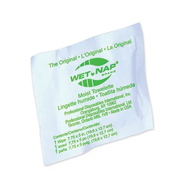 Nice-Pak D11055 Wet-nap Premoistened Towelettes, 1-ply, 5 X 7.75, Unscented, White, 100/pack, 10 Packs/carton