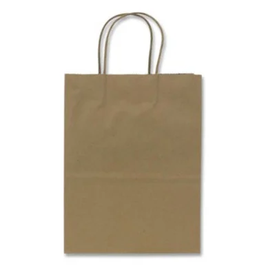 Karat FPSB100 Paper Shopping Bag, Rope Handles, Small Size, 8.1 X 4.5 X 10.6, Kraft, 250/carton