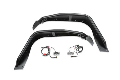 Fabtech JEEP JL/JT TUBE FENDERS FR STL PWDRCOAT BLK TEXTURE FTS24212 - fabtech motorsports