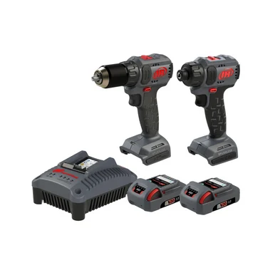 Ingersoll Rand IQV20-2D2 20v Cordless Combo Tool Kit, D3141 1/2 Inch Compact Drill, D3411 1/4 Inch Screwdriver