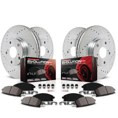 PowerStop K700 Front And Rear Brake Pad And Drilled And Slotted Rotor Kit for Honda Civic
