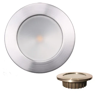 Lunasea Lighting LLB-46WR-0A-BN Lunasea “zero Emi” Recessed 3.5” Led Light - Warm White, Red W/brushed Stainless Steel Bezel - 12vdc