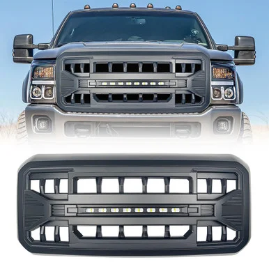 American Modified AMFMFA00105 Armor Grille with Off-Road Lights for Ford F-250 2011-16 - Matte Black