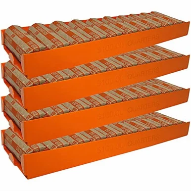 Nadex Coins Aluminium Coin Tray, 4 Pack, Quarters, Orange (ncc1-1106)