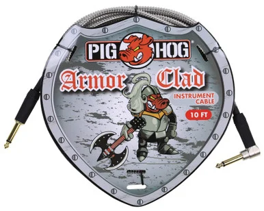 Pig Hog PHAC10R Armor Clad Right-Angle 1/4" Instrument Cable - 10'