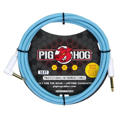 Pig Hog PHSH10DBR Hex Series Silent Cable 10' - Daphne Blue