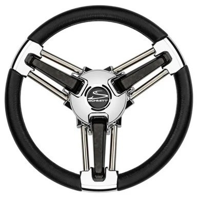 Schmitt Ongaro Marine Products PU1051B1-04R Schmitt Marine Burano Wheel 14" 3/4" Tapered Shaft Black Polyurethane W/stainless Spoke Includes Center Cap/nut