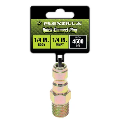 Flexzilla PW3571 Quick-connect Plug, 1/4" Body X 1/4" Mnpt, Steel