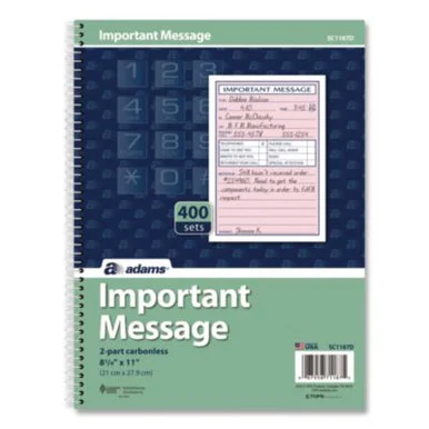 Cardinal Brands SC1187D Important Message Book, Two-part Carbonless, 4 Forms/sheet, 400 Forms Total
