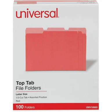 Universal Deluxe 1/3 Tab Cut Letter Recycled Top Tab File Folder (unv-10503)