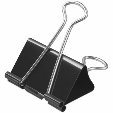 Universal Binder Clips with Storage Tub, Large, Black/Silver, 12/Pack (unv-11112)