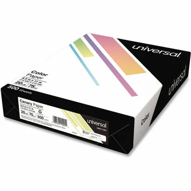 Universal Deluxe Colored Paper, 20 lb Bond Weight, 8.5 x 11, Canary, 500/Ream (unv-11201)