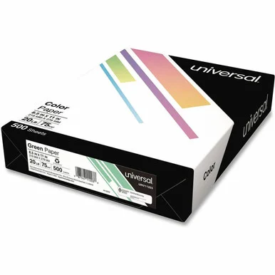 Universal Deluxe Colored Paper, 20 lb Bond Weight, 8.5 x 11, Green, 500/Ream (unv-11203)
