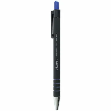 Universal Ballpoint Pen, Retractable, Fine 0.7 mm, Blue Ink, Blue Barrel, Dozen (unv-15521)