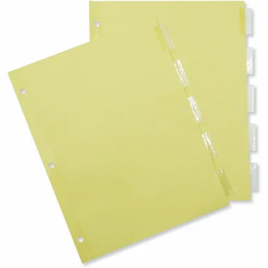 Universal Insertable Tab Index, 5-Tab, 11 x 8.5, Buff, Clear Tabs, 24 Sets (unv-20831)