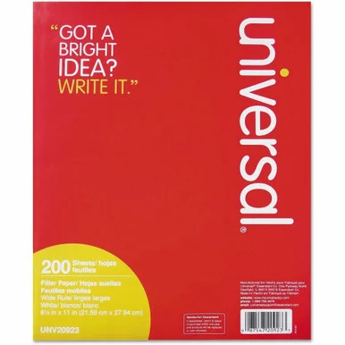 Universal Filler Paper, 3-Hole, 8.5 x 11, Wide/Legal Rule, 200/Pack (unv-20923)