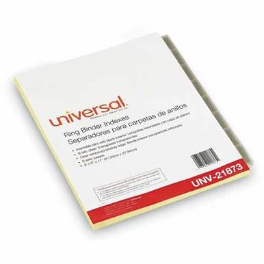 Universal Insertable Tab Index, 8-Tab, 11 x 8.5, Buff, Clear Tabs, 6 Sets (unv-21873)