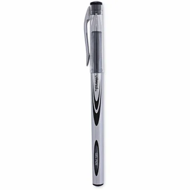 Universal Gel Pen, Stick, Medium 0.7 mm, Black Ink, Silver/Black Barrel, Dozen (unv-39620)