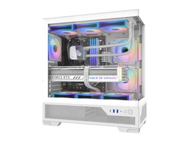 SAMA V43WHADA6X1GL V43 Mid Tower PC Case with 6 ARGB Fans and Tempered Glass White