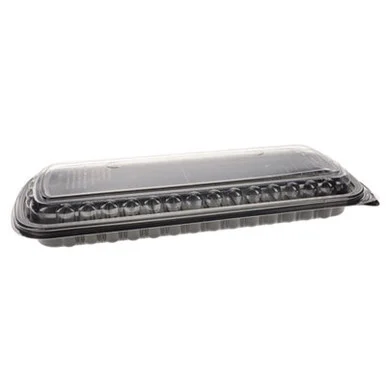 Pactive YCNC167000DZ Mealmaster Rib Container Base/lid, 16.6 X 7.3 X 2.3, Black/clear Plastic, 80/carton