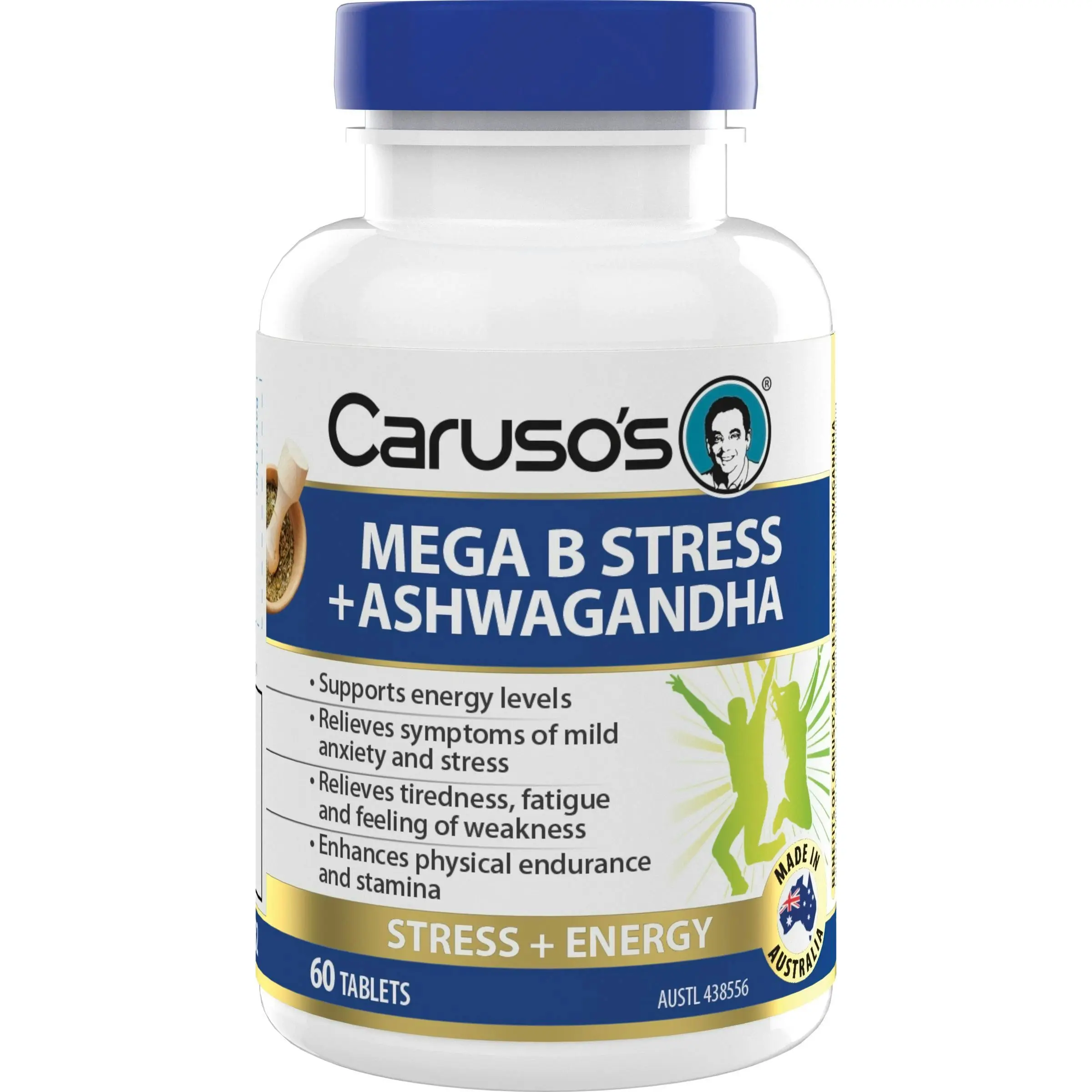 Caruso's Mega B Stress + Ashwagandha 60 Tablets - Health