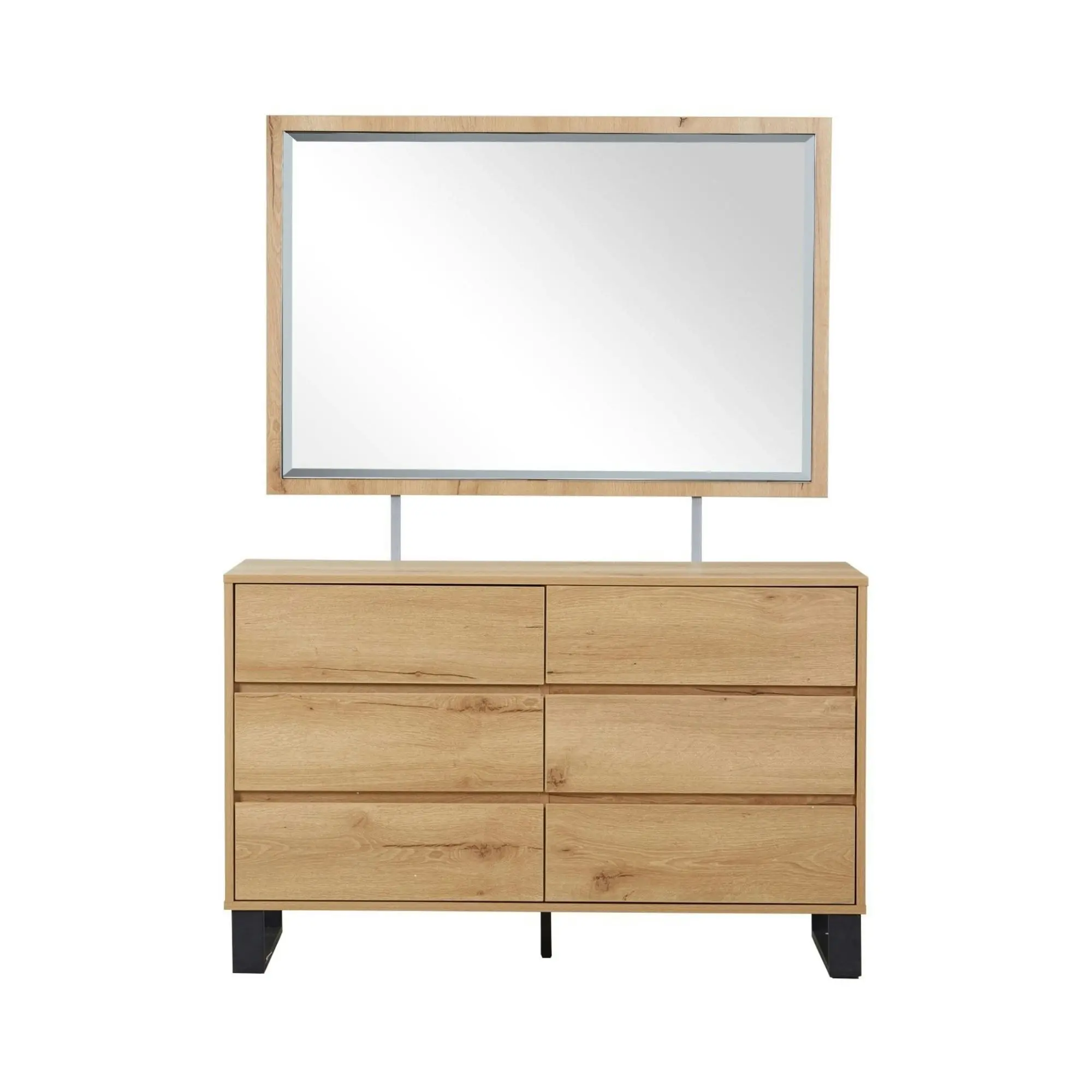 Coogee Dresser With Mirror Stylish Bedroom Cabinet with Storage and Mirror Oak - Furniture