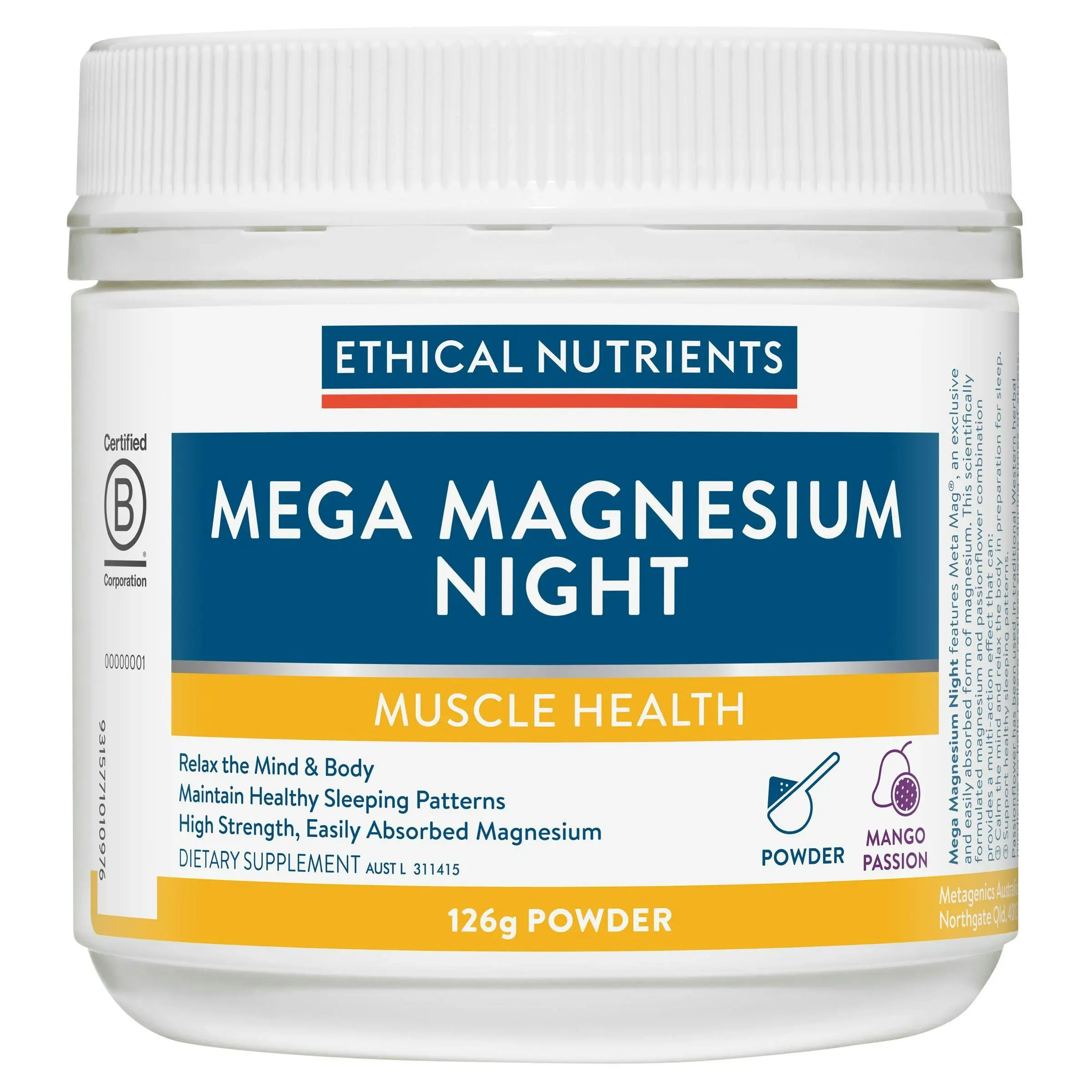 Ethical Nutrients Mega Magnesium Night 126g - Health