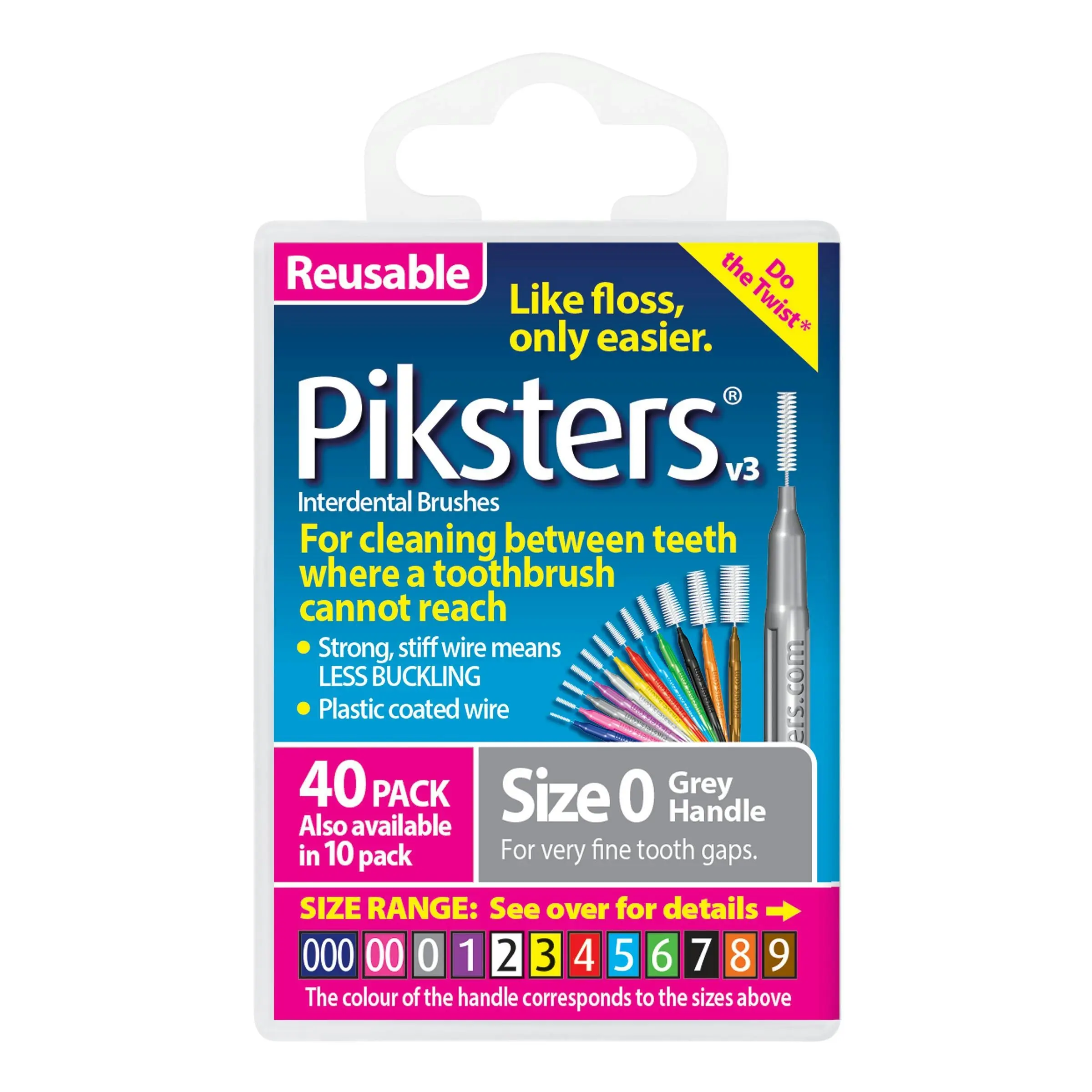 Piksters Interdental Brush Size 0 Grey 40 Pack - Health