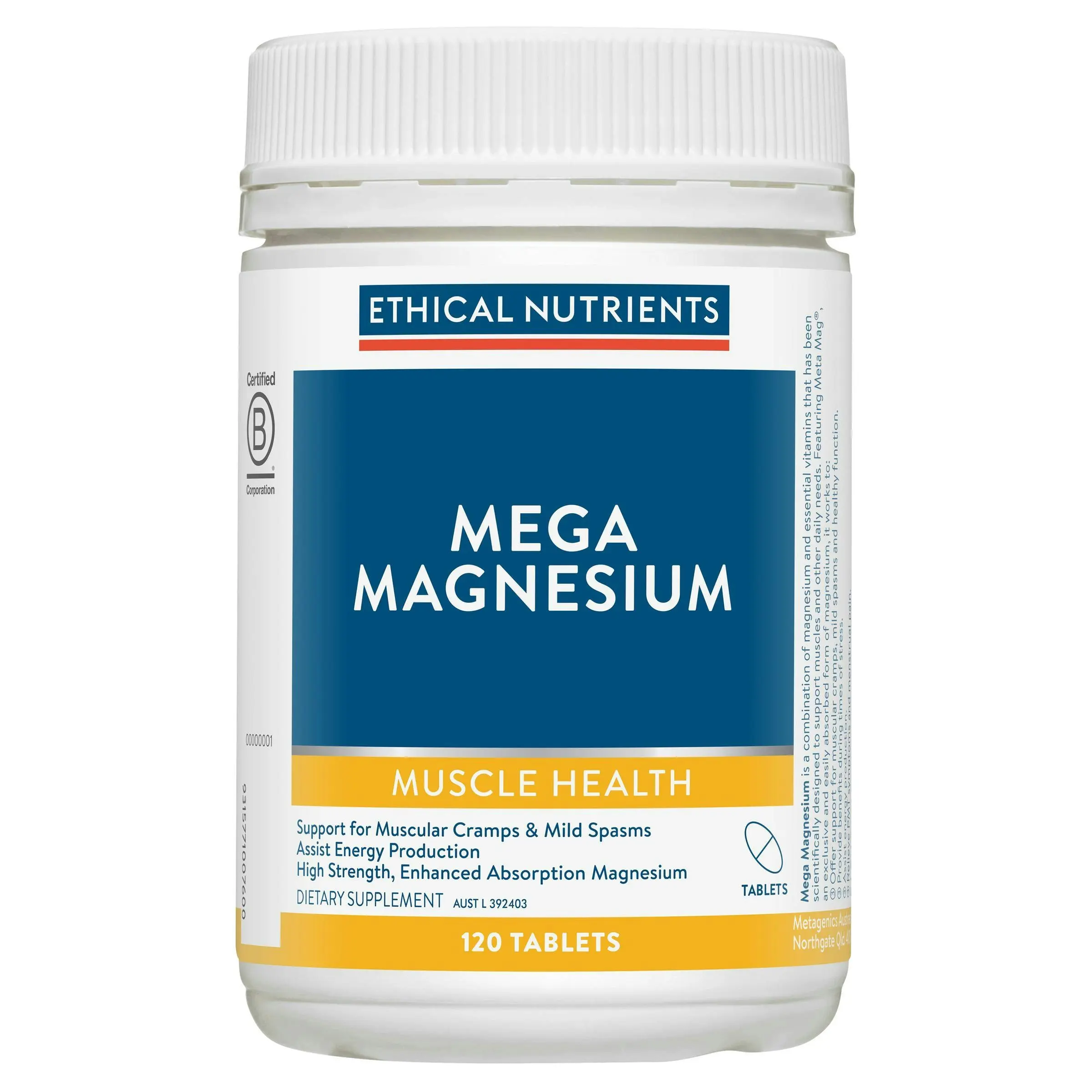 Ethical Nutrients Mega Magnesium 120 Tablets - Health
