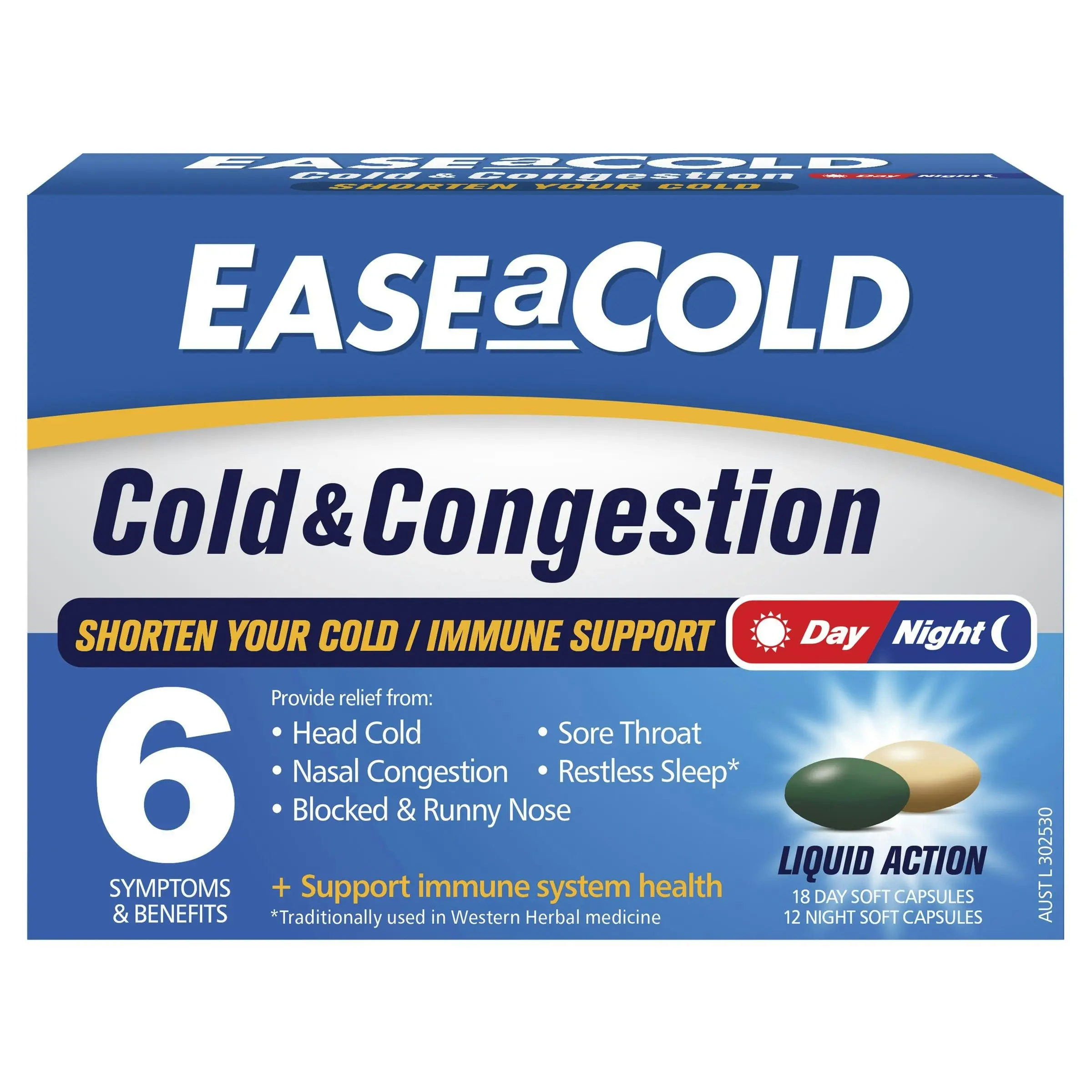 Ease a Cold Cold & Congestion Day & Night 30 Capsules - Health