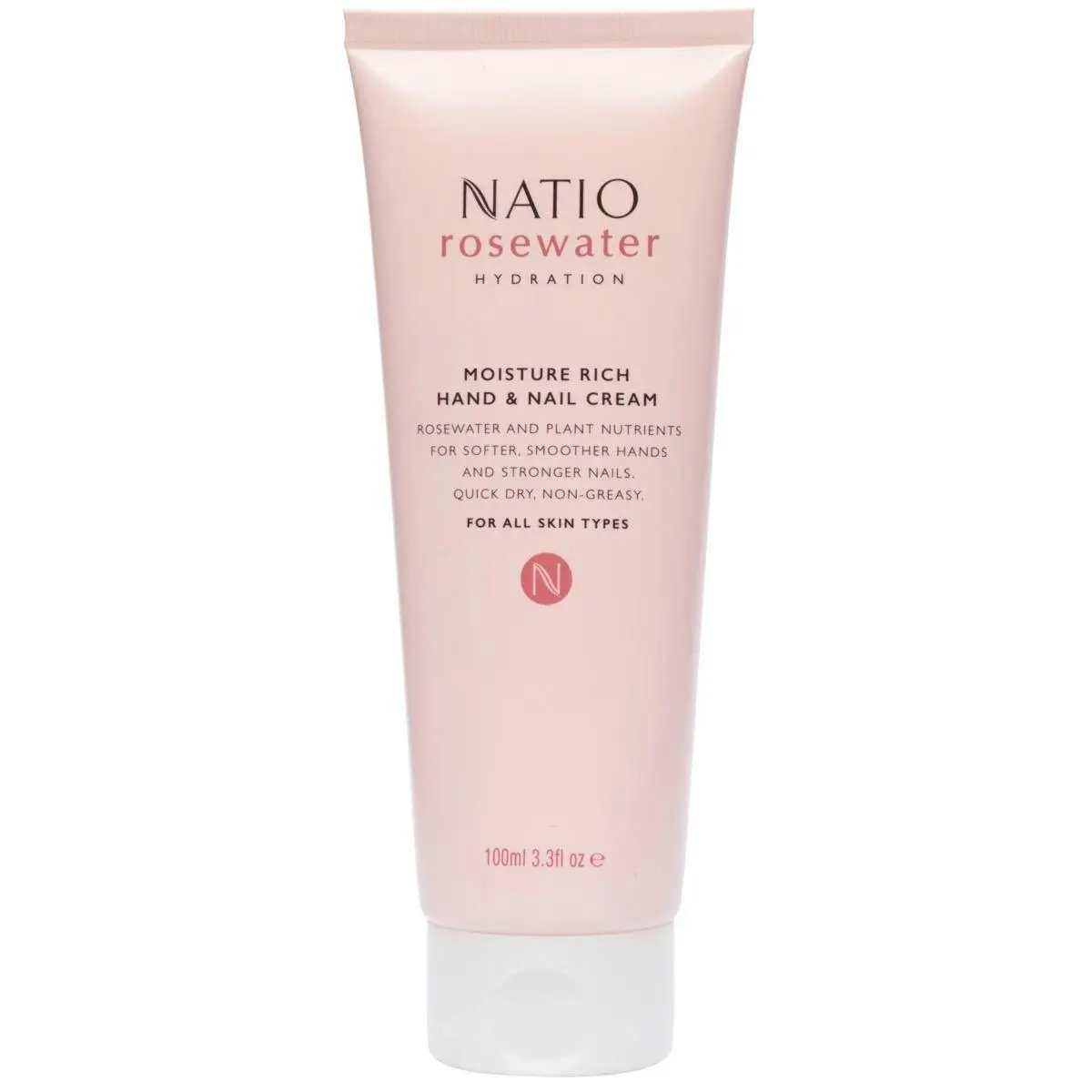 Natio Rosewater Hydration Moisture Rich Hand / Nail Cream 100ml - Beauty
